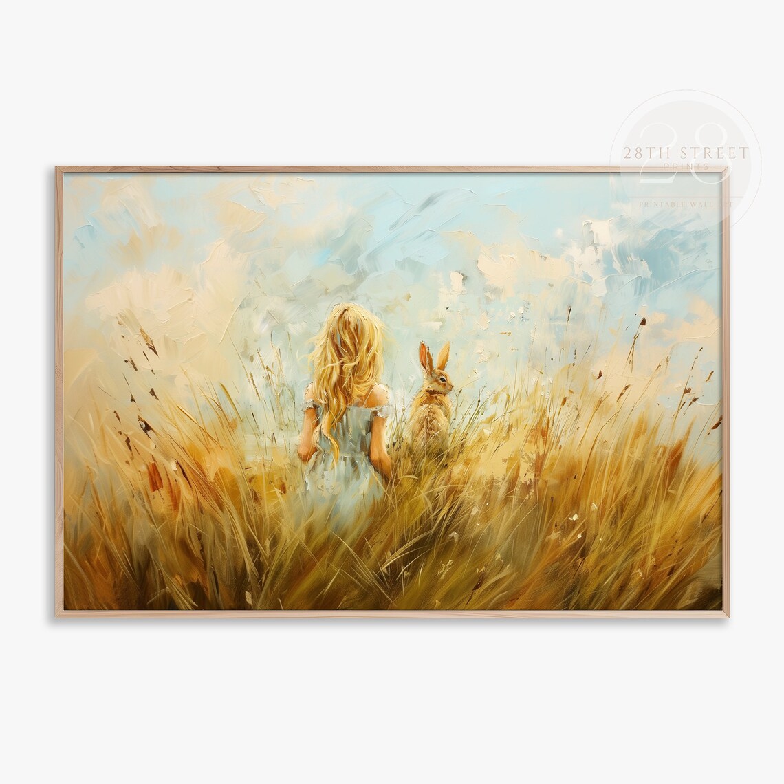 Spring Easter Bunny Painting, Nursery Decor