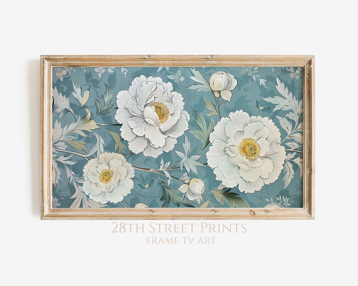 Vintage Blue And White Blossom Art Print
