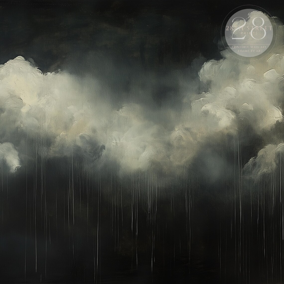 Dark Storm Clouds Rain Abstract Moody Black Sky Dramatic Painting Poster - Image 3