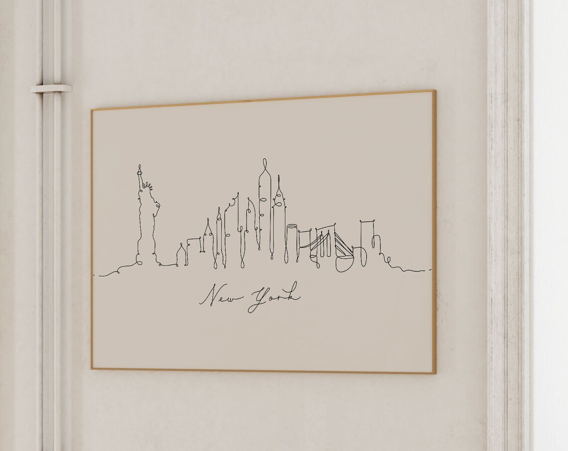 New York City Skyline Line Art, Manhattan Print