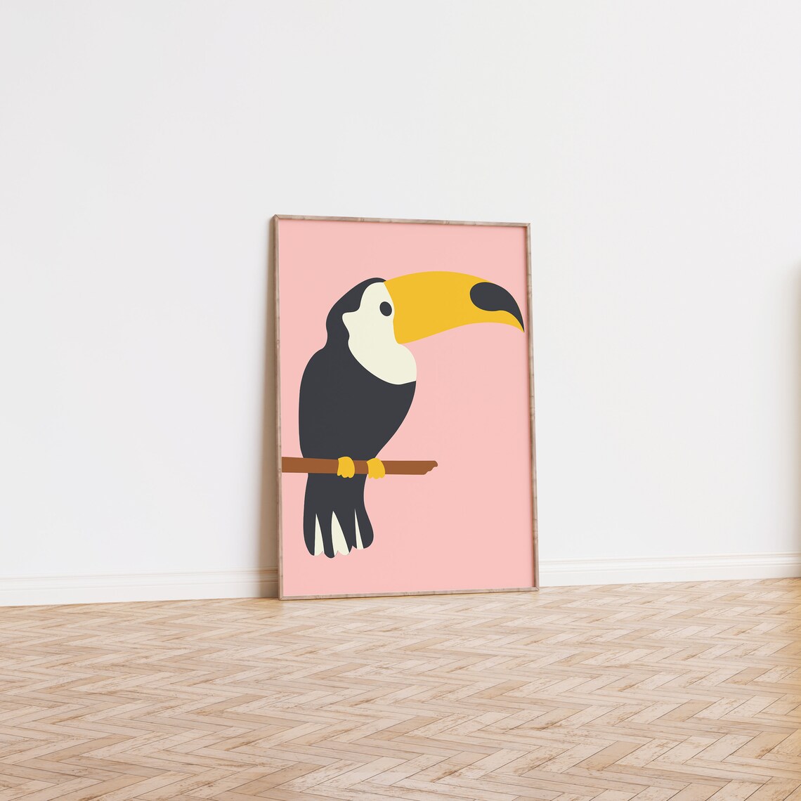 Toucan Pink Jungle Poster, Modern Tropical Decor - Image 2