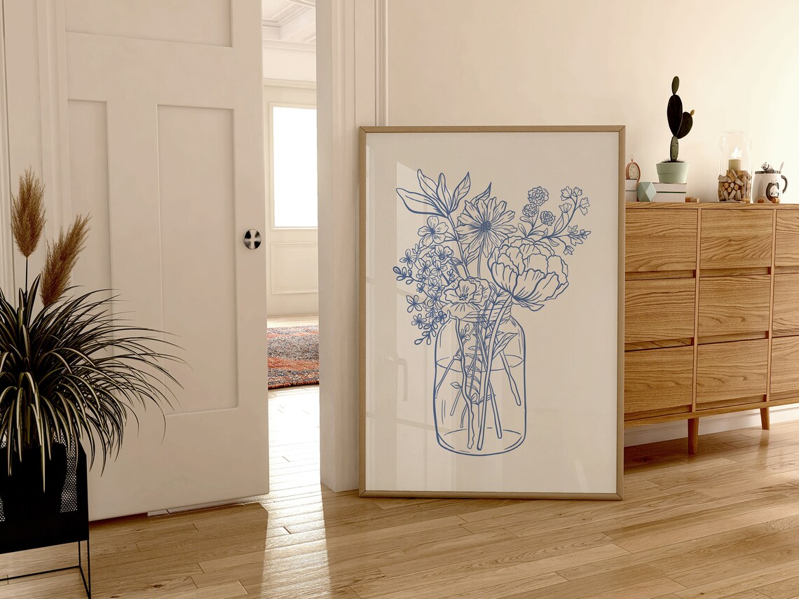 Blue Flower Botanical Print, Bohemian Aesthetic - Image 4