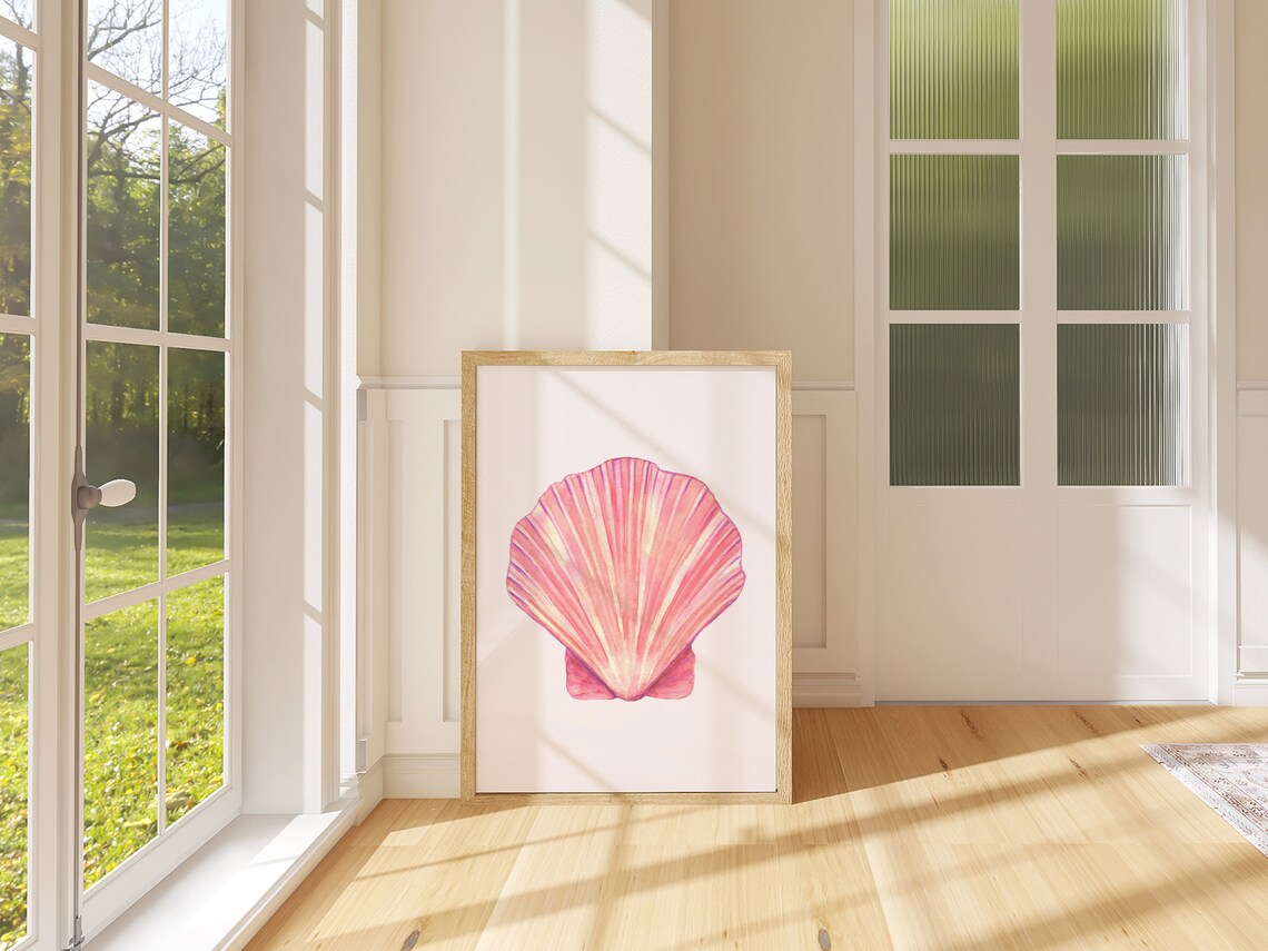 Seashell Poster, Coastal Beach House Retro Print - Image 2