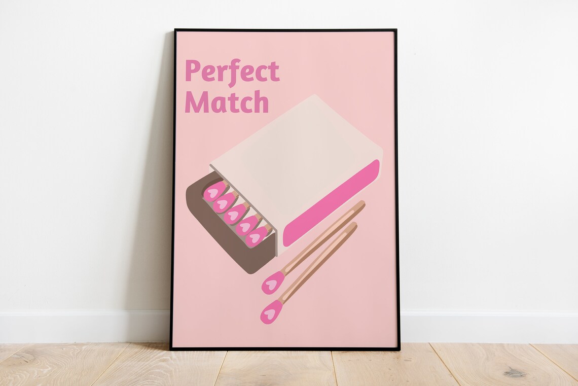 Retro Match Print, Dorm and Bedroom Wall Art