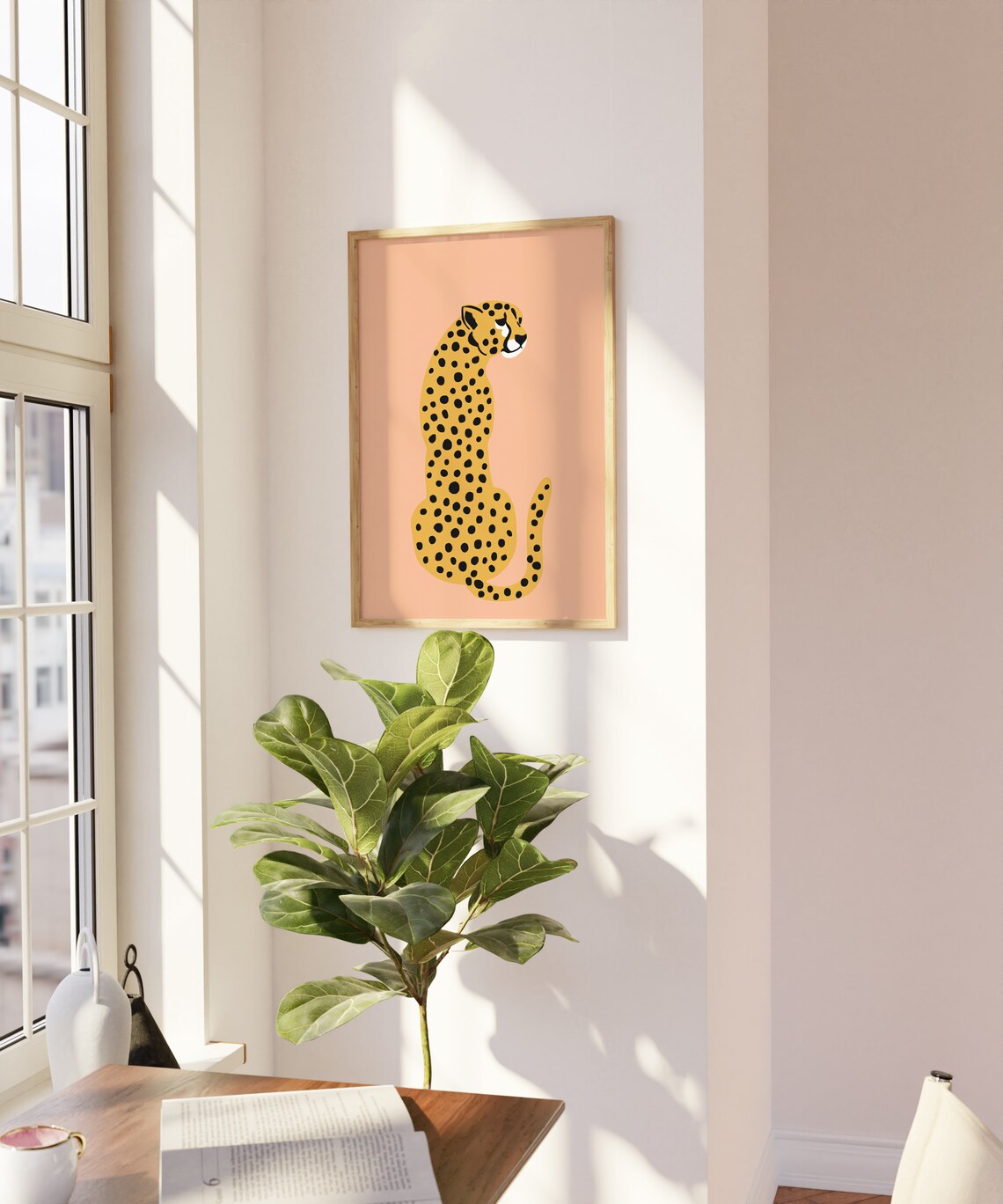 Cheetah Print Peach Leopard Boho Art Print - Image 2