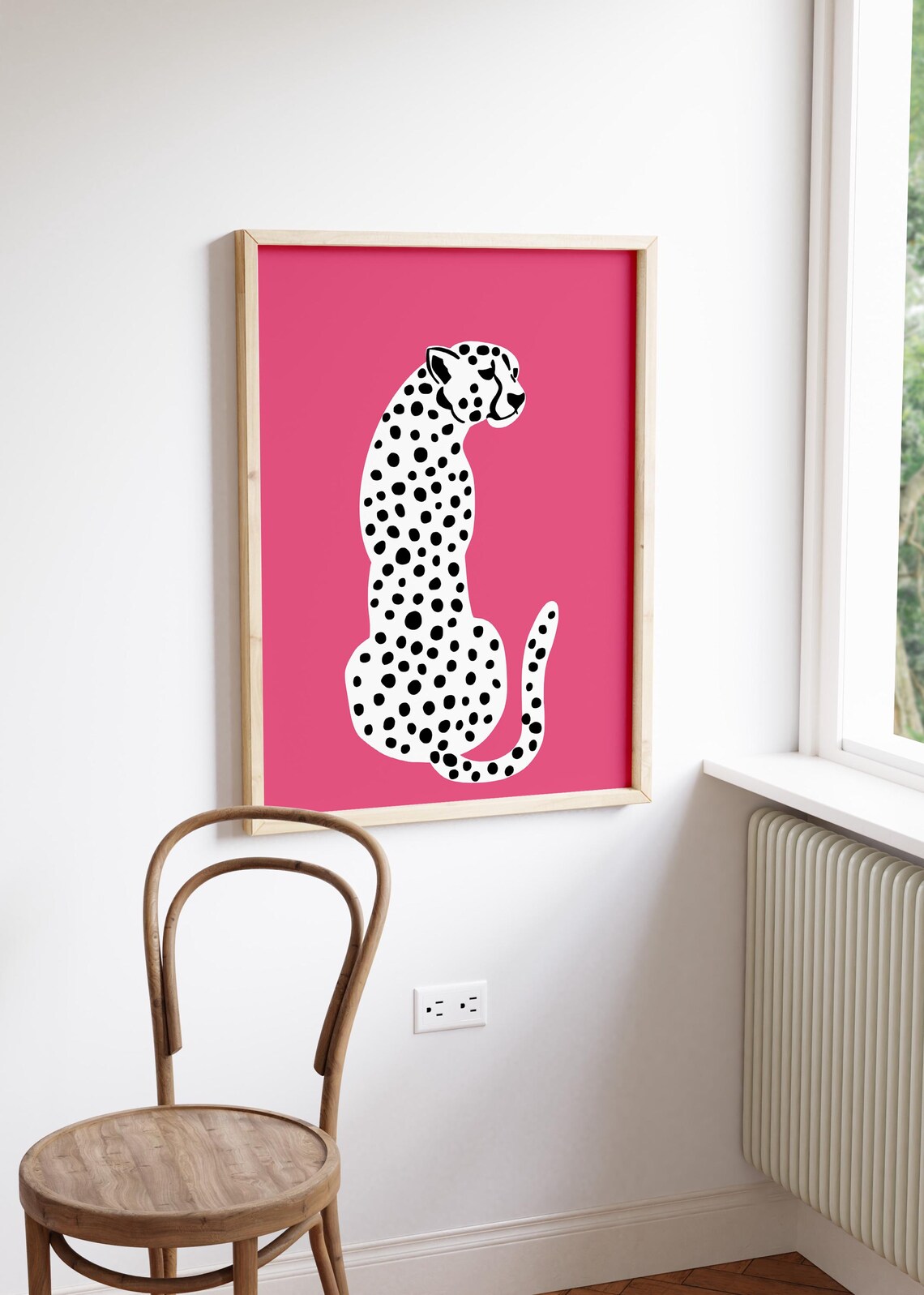 White Spotted Cheetah Hot Pink Bold Modern Safari Animal Poster - Image 3