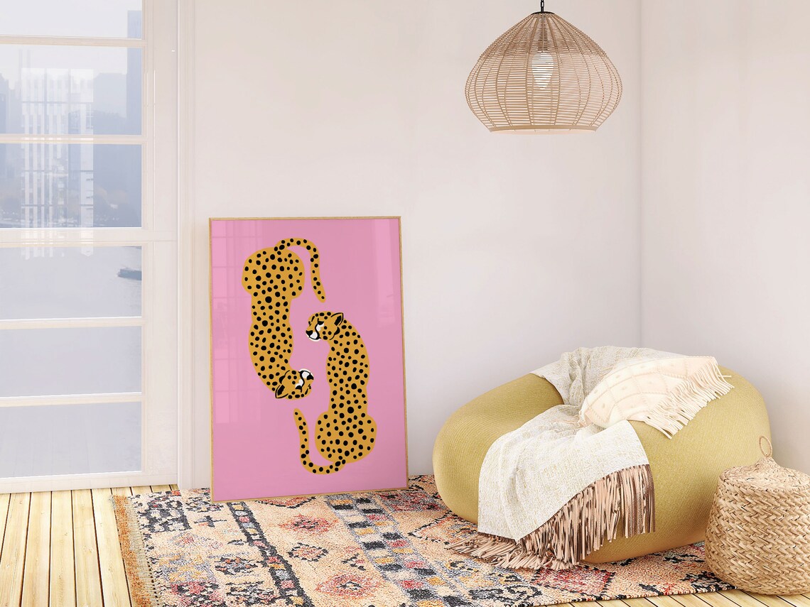 Boho Cheetah Art Print, Wild Cat Illustration - Image 3