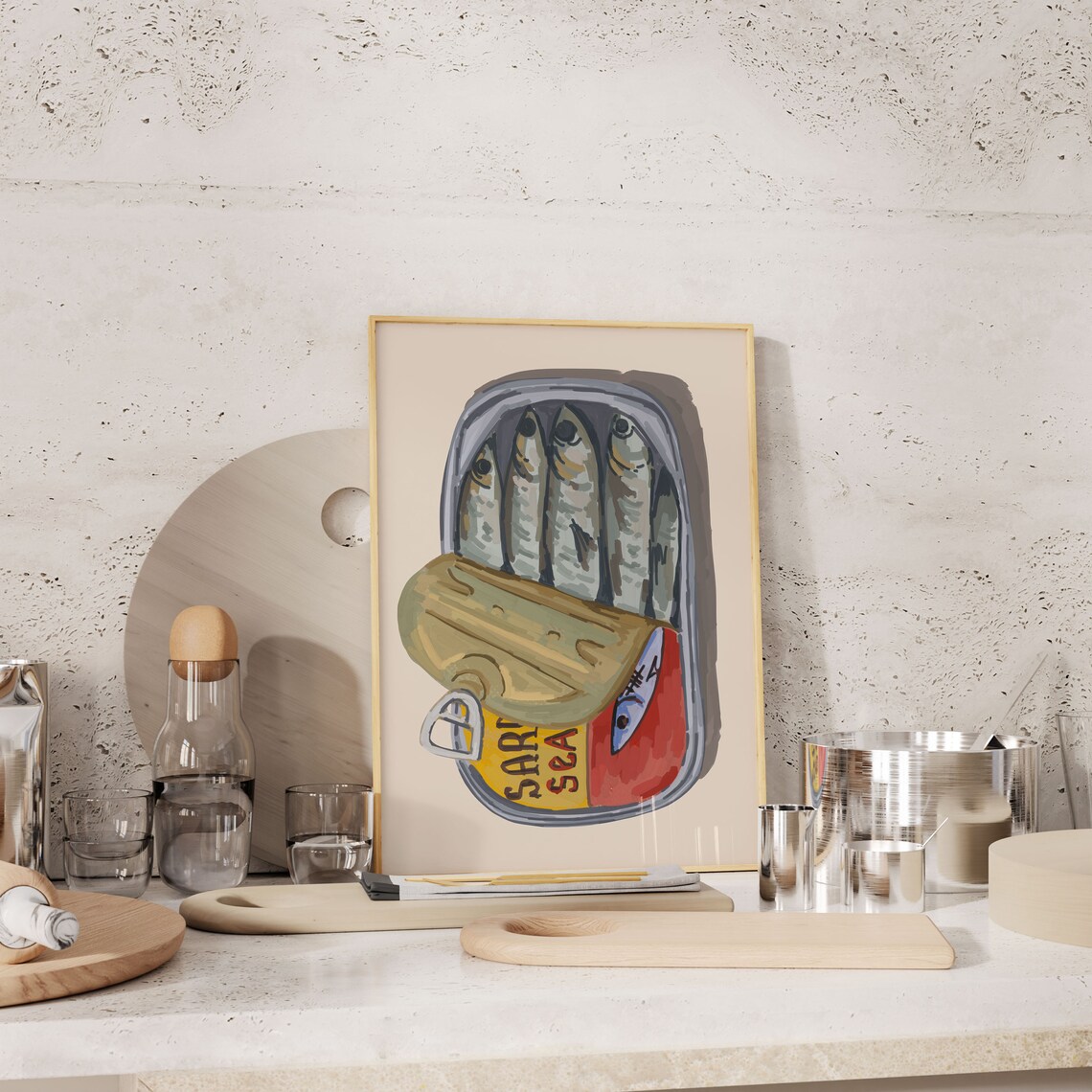 Sardines Vintage French Food Print, Mid-Century - Image 2