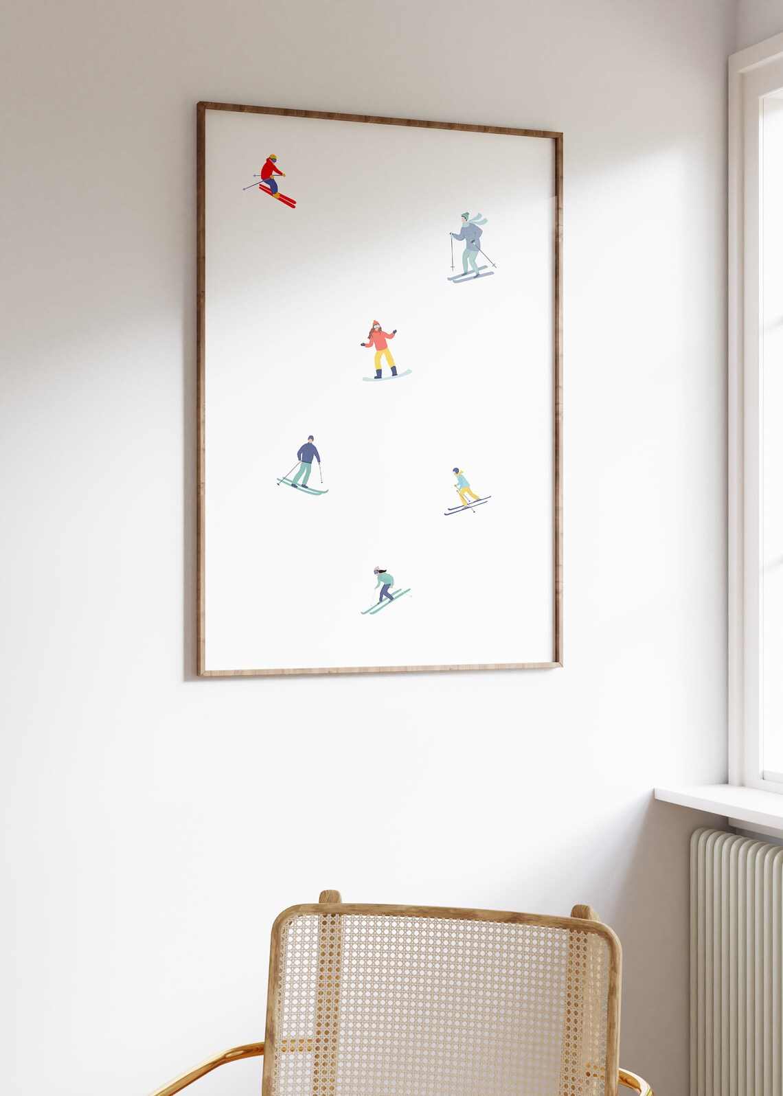 Mini Skiers Winter Slope Minimalist Art Print - Image 3