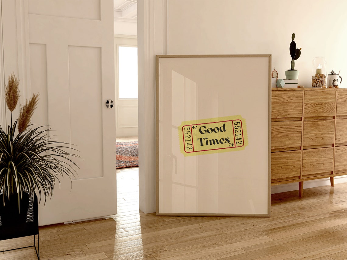 Good Times Yellow Ticket Stub Retro Trendy Minimal Dorm Wall Poster - Image 2