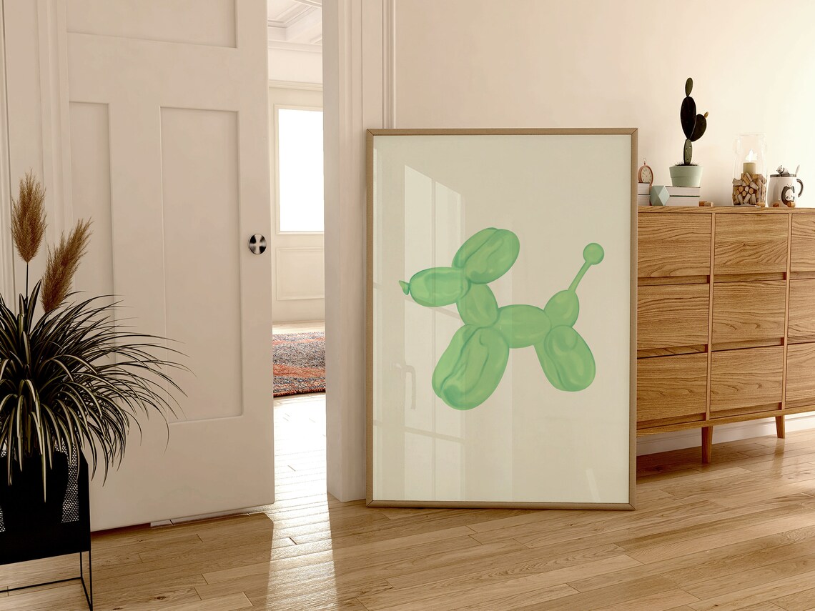 Balloon Dog Art Print, Preppy Bedroom Decor