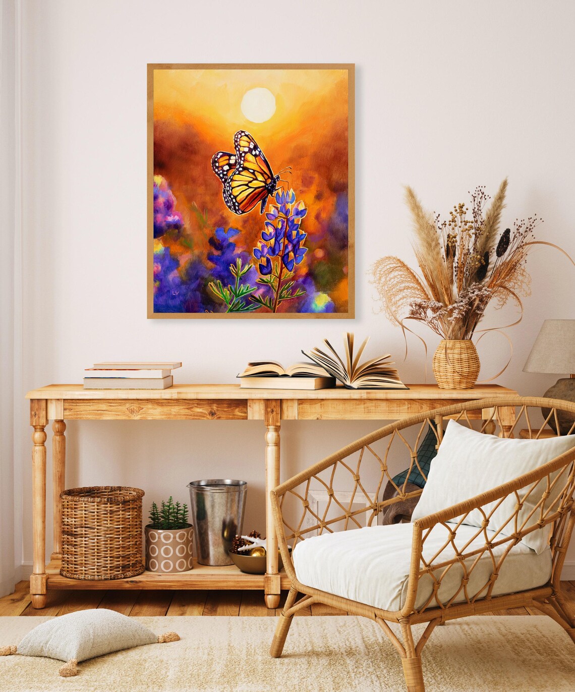 Monarch Butterfly With Bluebonnets Art Print, Texas - Image 5