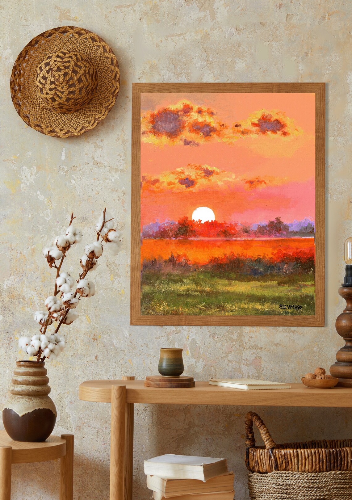 Impressionist Sunset Landscape Art Print, Warm Colors - Image 3