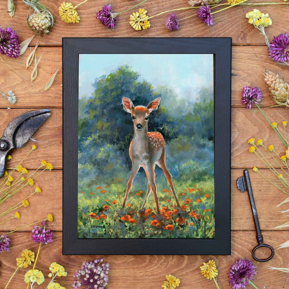 Baby Deer Oil Painting Art Print, Vintage Decor - Image 4