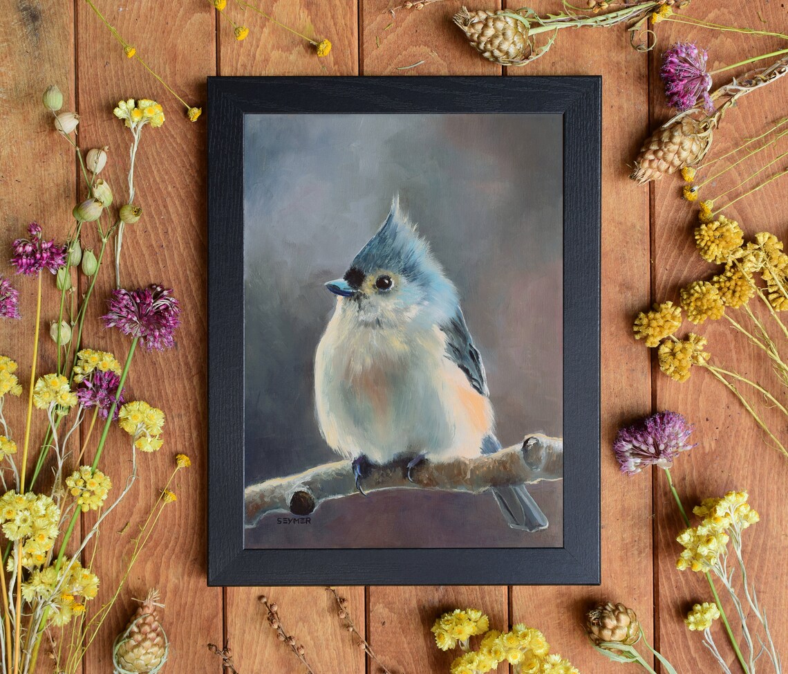 Tufted Titmouse Oil Painting, Wildlife Art Print - Image 2