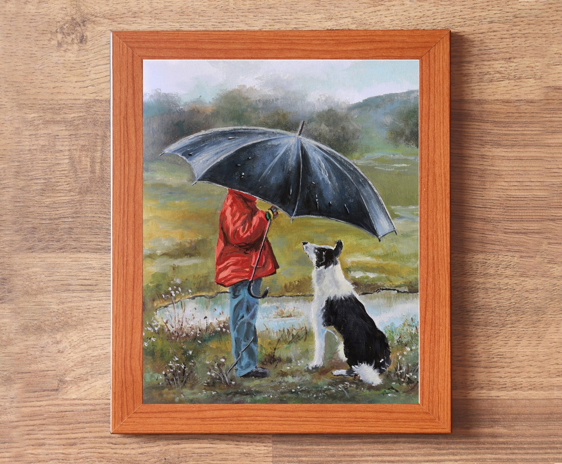 Boy in a Red Raincoat Sharing His Umbrella with a Border Collie Poster - Image 5