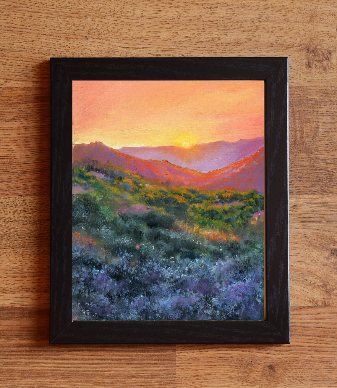 Desert Landscape Oil Painting Art Print, Mountain Sunset - Image 6