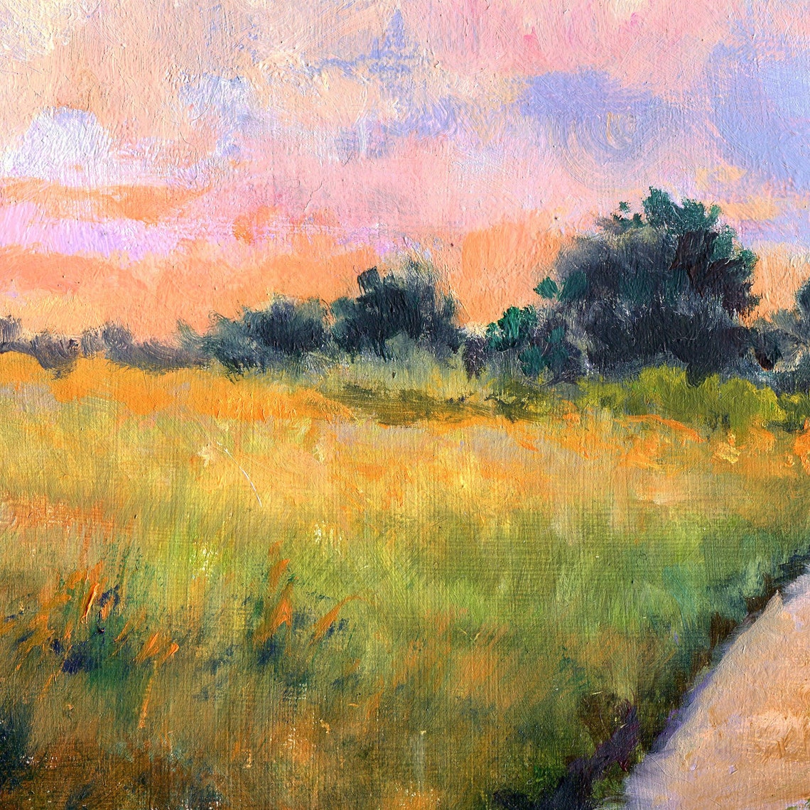 Countryside Painting Original Path Trees Clouds Artwork Alabama Landscape Oil Painting Summer Scene Mini Art Framed Cabin Decoration - Image 5