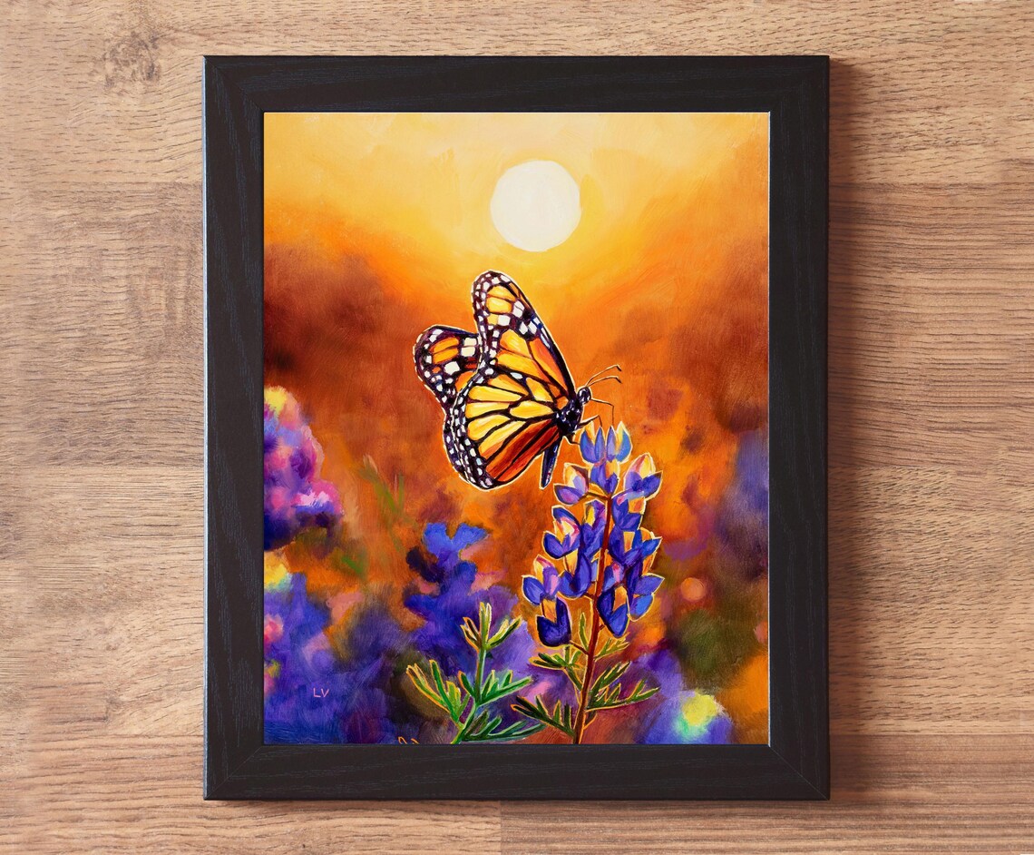 Monarch Butterfly With Bluebonnets Art Print, Texas - Image 6