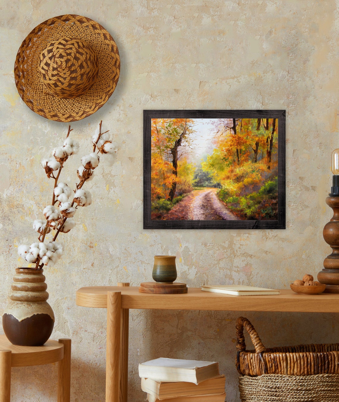 Autumn Forest Road Golden Fall Foliage Dreamy Oil Painting Poster - Image 4