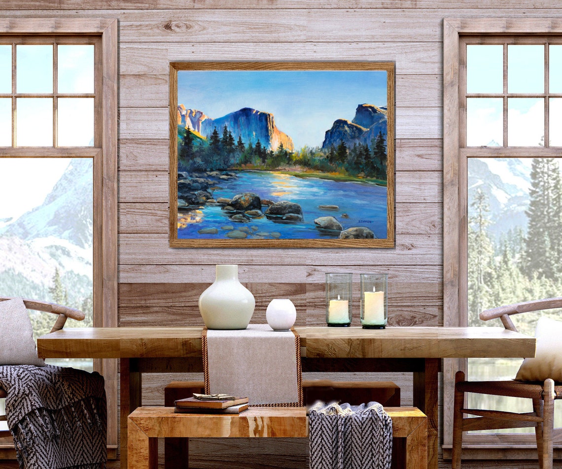 Granite Cliffs Glowing In Morning Light Beside A River Valley Poster - Image 3
