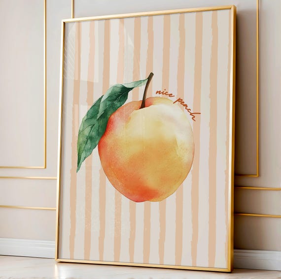 Nice Peach Print Funky Orange Aesthetic Bathroom Print Fruit Print Quirky Wall Art Aesthetic Room Decor Preppy Room Decor Funky Decor