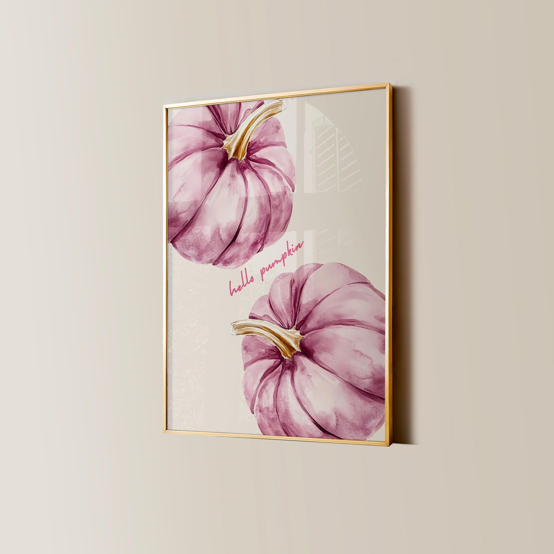 Hello Pumpkin Pink Watercolor Pumpkins Girly Fall Halloween Decor Poster - Image 3