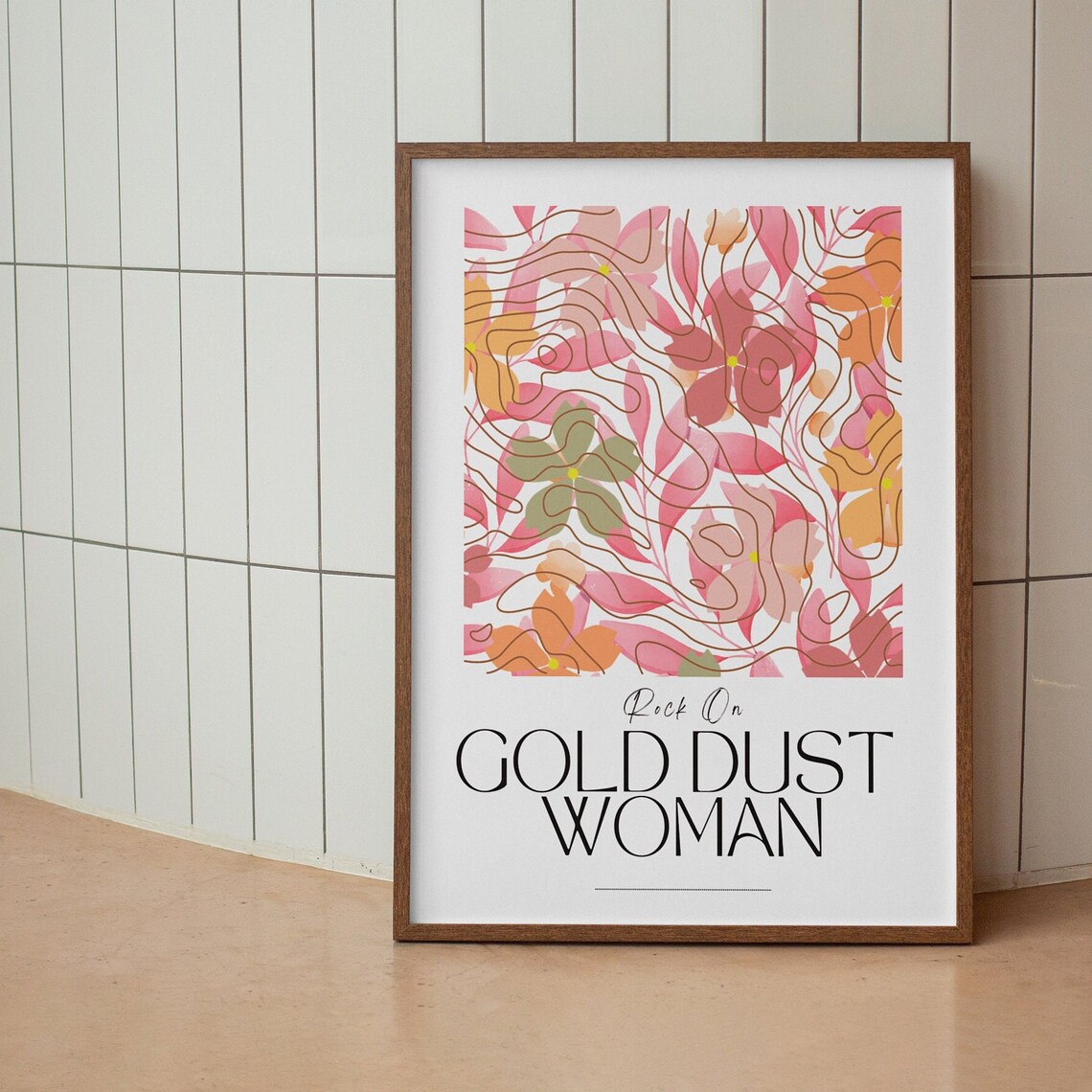 Fleetwood Mac Gold Dust Woman Rock On Pink Floral Lyric Poster - Image 3