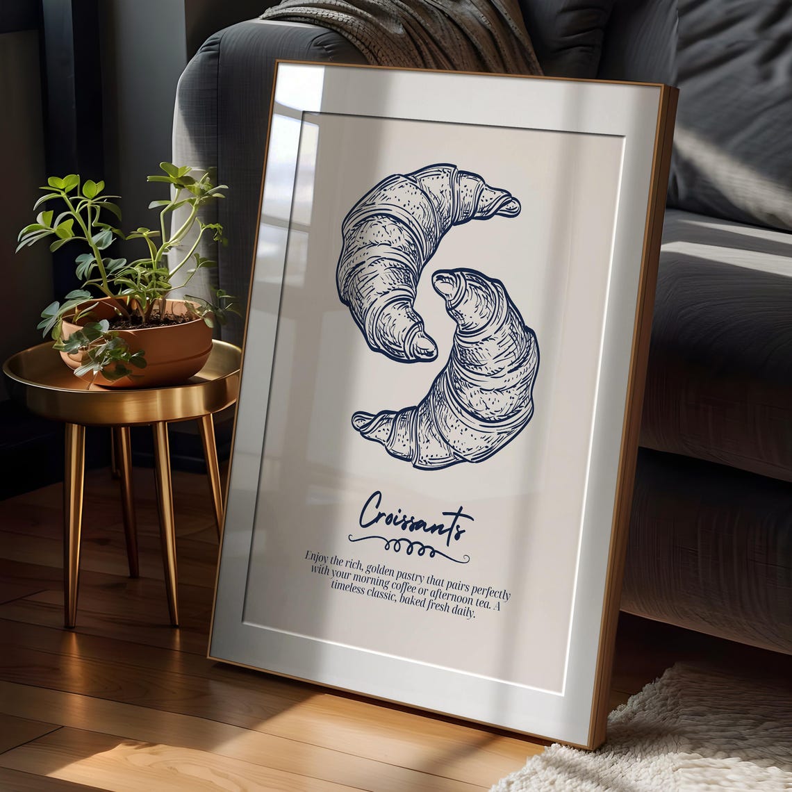 Croissants Poster Engraved French Bakery Vintage Bistro Decor - Image 2