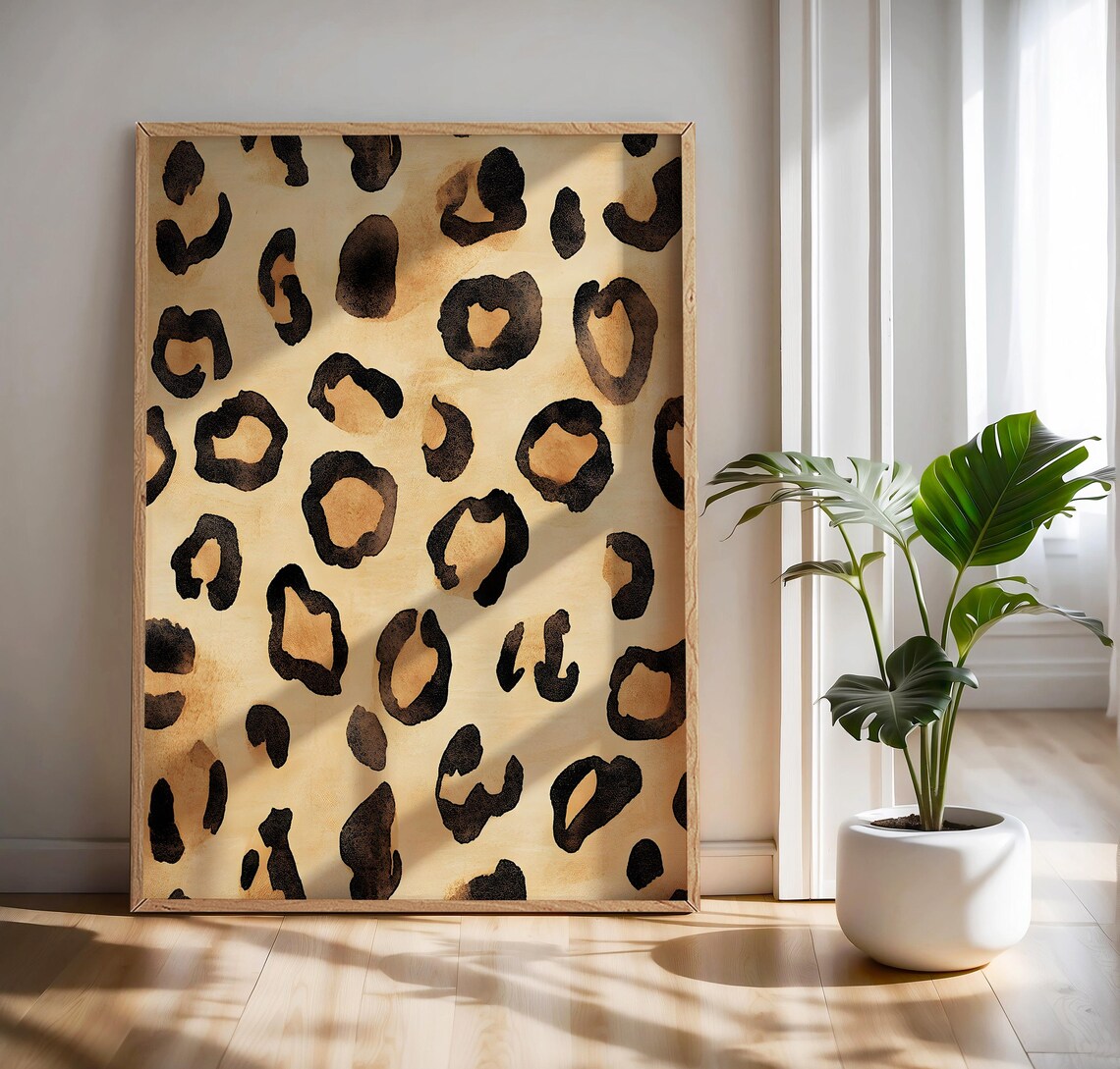 Leopard Pattern Watercolor Animal Spots Maximalist Funky Room Decor Poster - Image 3