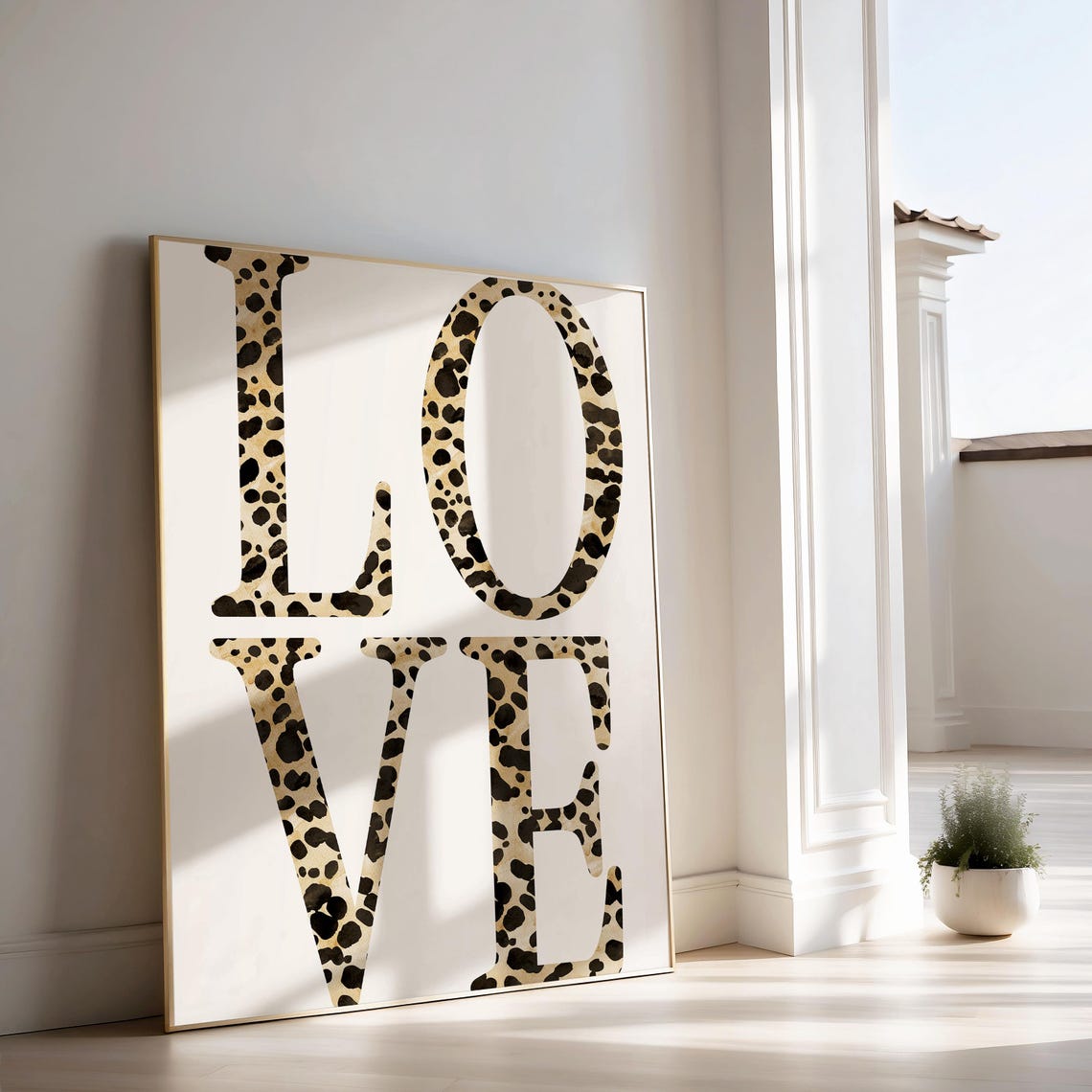 Love Leopard Spotted Typography Poster Neutral Maximalist Decor - Image 3