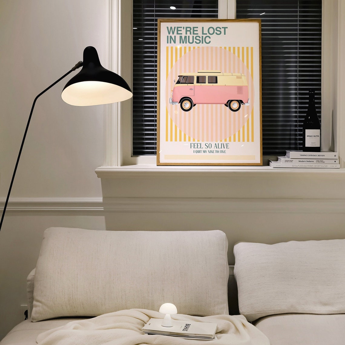 Were Lost in Music Retro Camper Van Poster Feel So Alive Retro Art - Image 2