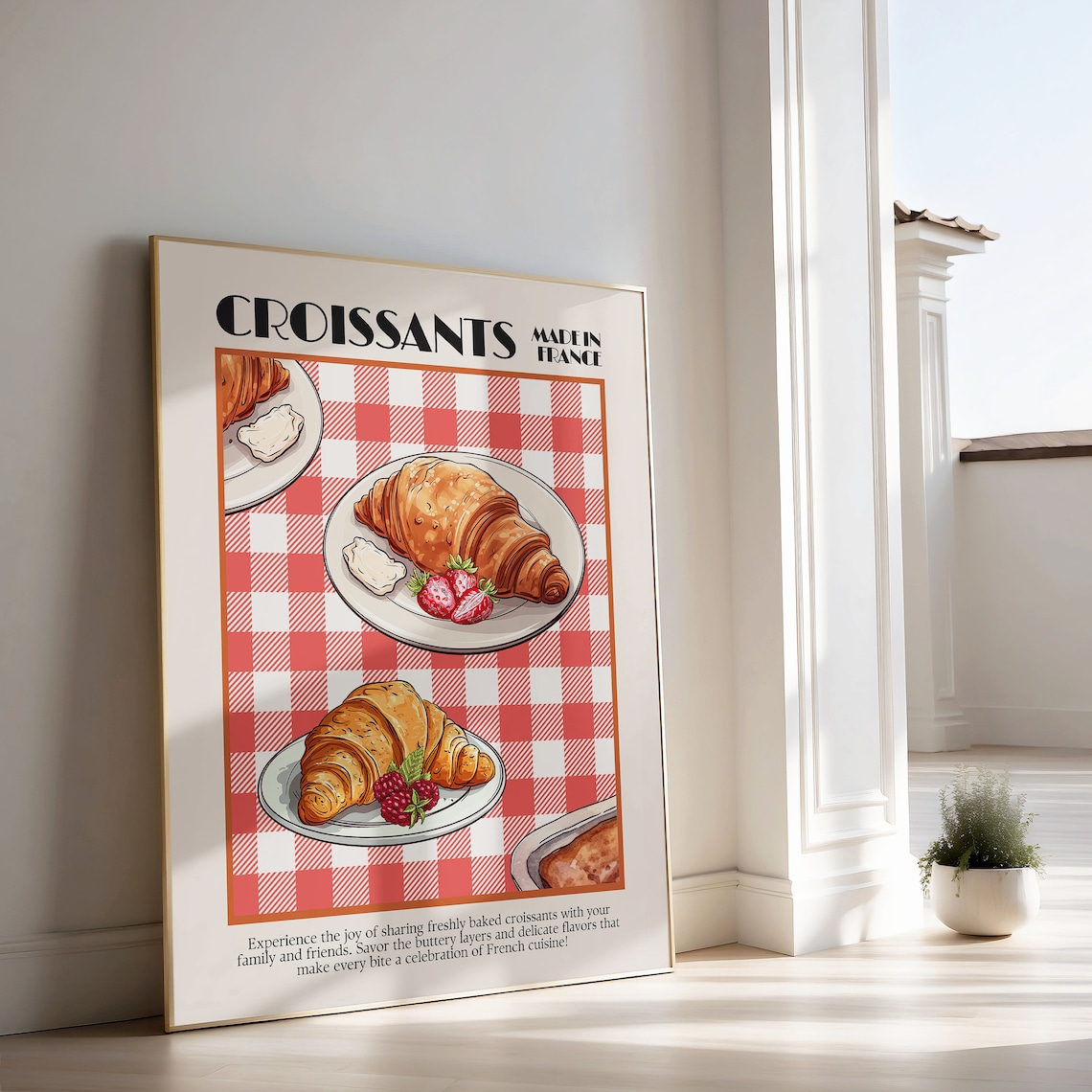 Croissant Print, Retro Kitchen Art Aesthetic Poster - Image 2