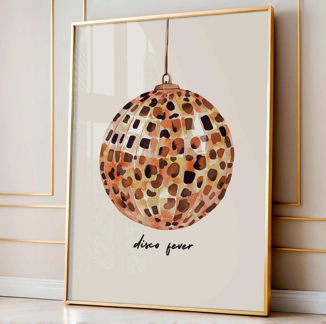Leopard Spotted Disco Ball Disco Fever Watercolor Poster for Parties - Image 5