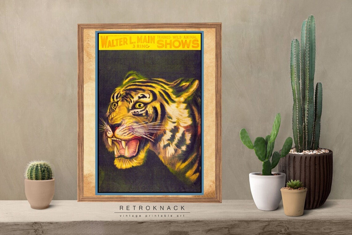 Walter L Main Circus Roaring Tiger Vintage Wild Animal Show Poster - Image 2
