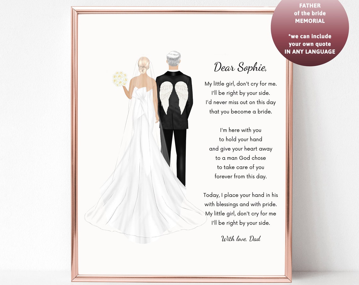 Dear Daughter Letter from Dad Memorial Wedding Keepsake Poster
