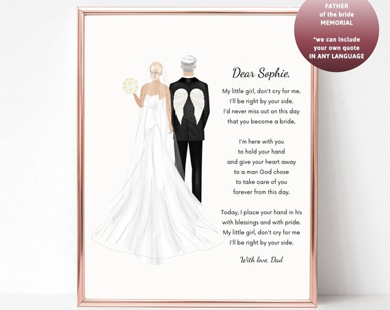 Dear Daughter Letter from Dad Memorial Wedding Keepsake Poster