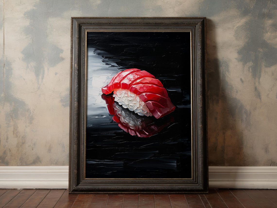 Bluefin Tuna Nigiri Sushi Bold Oil Painting Kitchen Wall Art