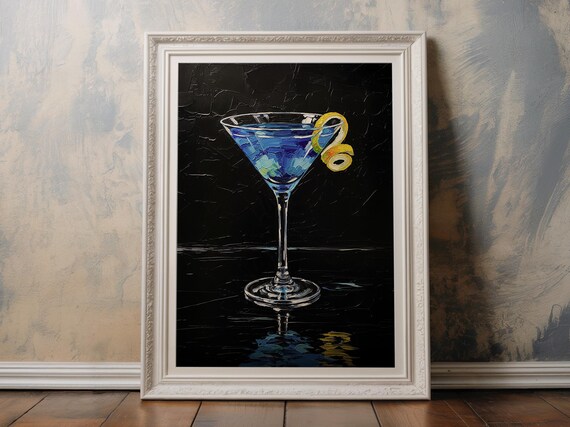 Blue Art Sophisticated Wall Home Bar Decor Instant