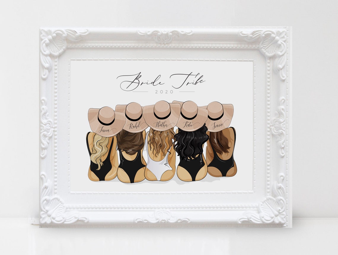 Bride Tribe 2020 Bridesmaids Swimsuit Personalized Hats Poster - Image 3