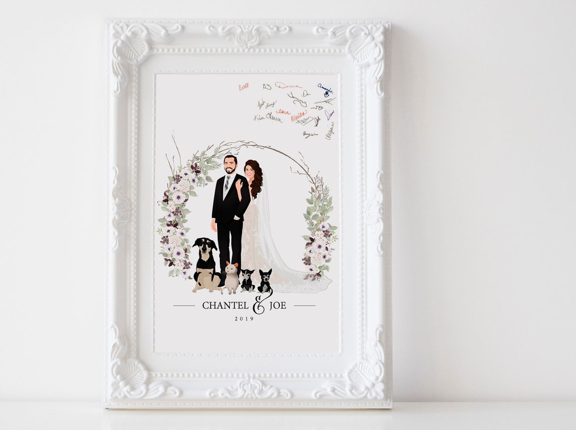 Kendra and Josh 2019 Wedding Couple Floral Arch Portrait Poster - Image 3