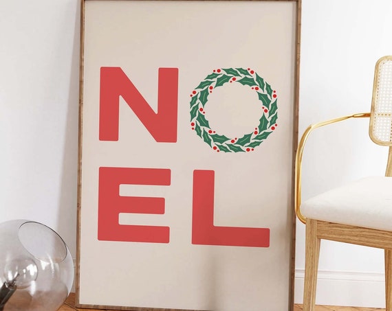 Noel Print Art Classic Christmas Decor Cute Holiday Wall Art Trendy Christmas Art Print