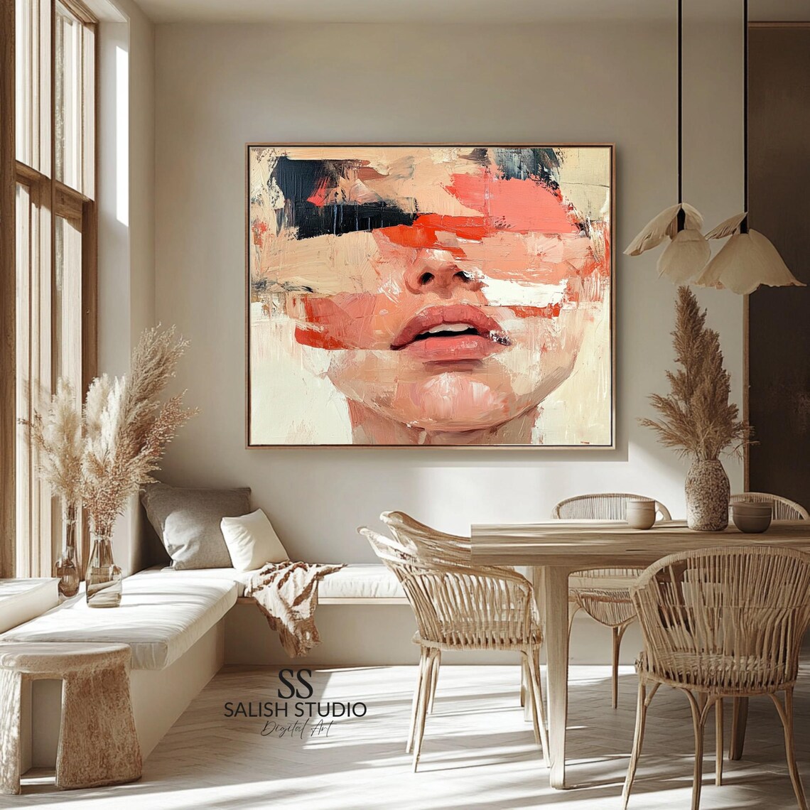 Abstract Female Portrait Edgy Mixed Media Close Up Modern Beauty Poster