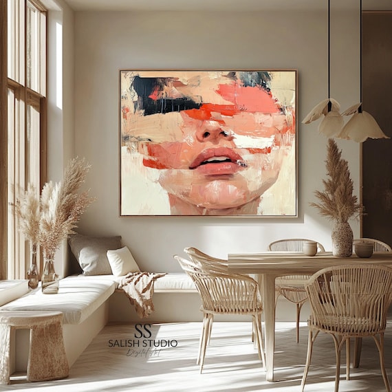 Abstract Female Portrait Edgy Mixed Media Close Up Modern Beauty Poster