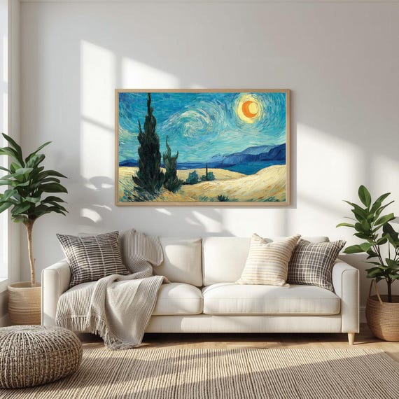 Vintage Desert Landscape Art Print Sahara Dunes Poster