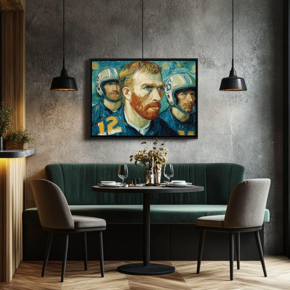 Starry Night Football Art Print Moody Sports Decor