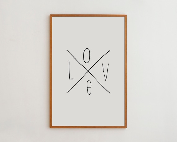 Nursery Love Sign Art Print, Minimalist Typography
