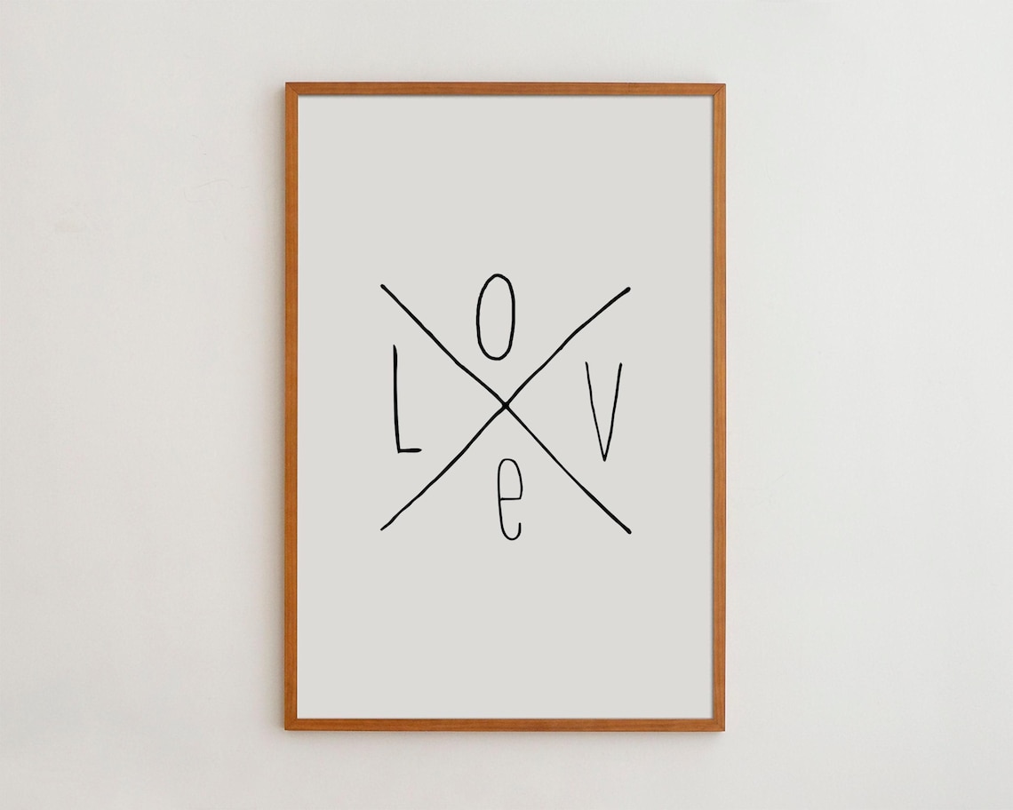 Nursery Love Sign Art Print, Minimalist Typography