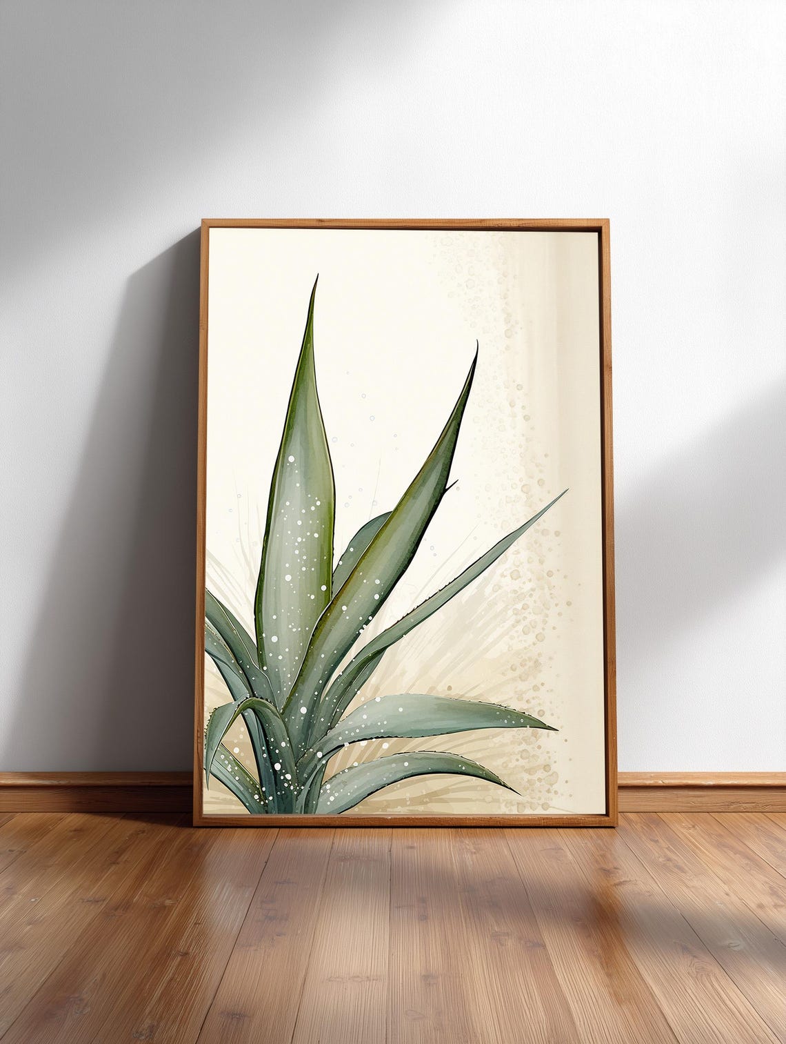Aloe Vera Watercolor Botanical Print Japandi Minimal Plant Art