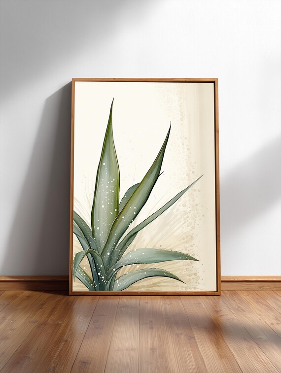 Aloe Vera Art Print Japandi Botanical Zen Minimal